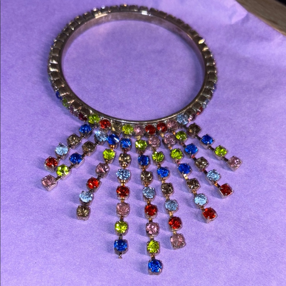 Multicolor Crystal fringe Statement Bracelet